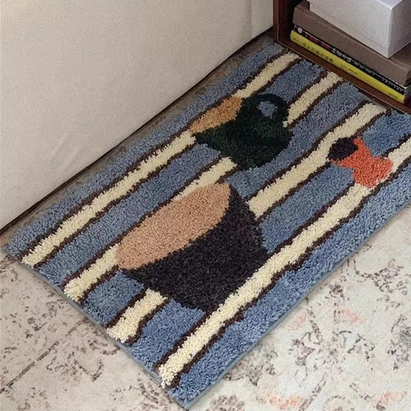 Rynx | Geometric Tuff Rug Bathroom Mat Soft Stripes Fruits Cups Carpet Bedroom Rug Doormat Floor Anti-Slip Pad Aesthetic Living Space Decor