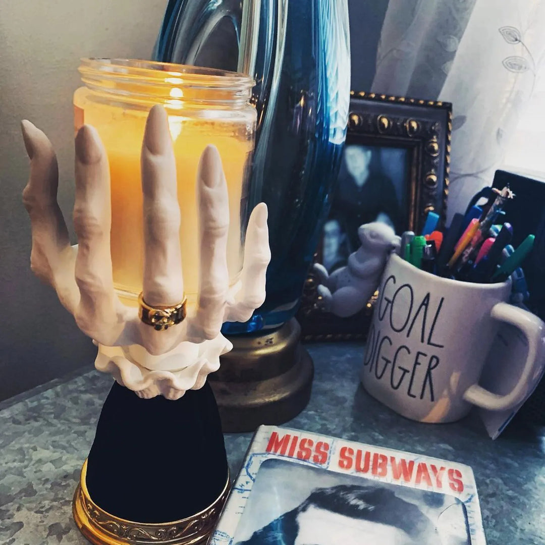 Rynx | Witch Hand Candle Holder Halloween Palm Candle Holder, 9.8 Inch Resin Witch Hand Candle Stand Halloween Home Party Home Decor
