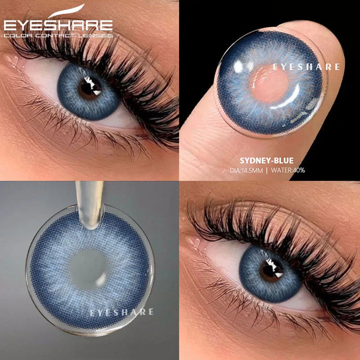 Rynx | Colored contact lenses for eyes 1 pair Black lenses Blue eye contacts Gray pupil lens Annual cosmetic contact lenses