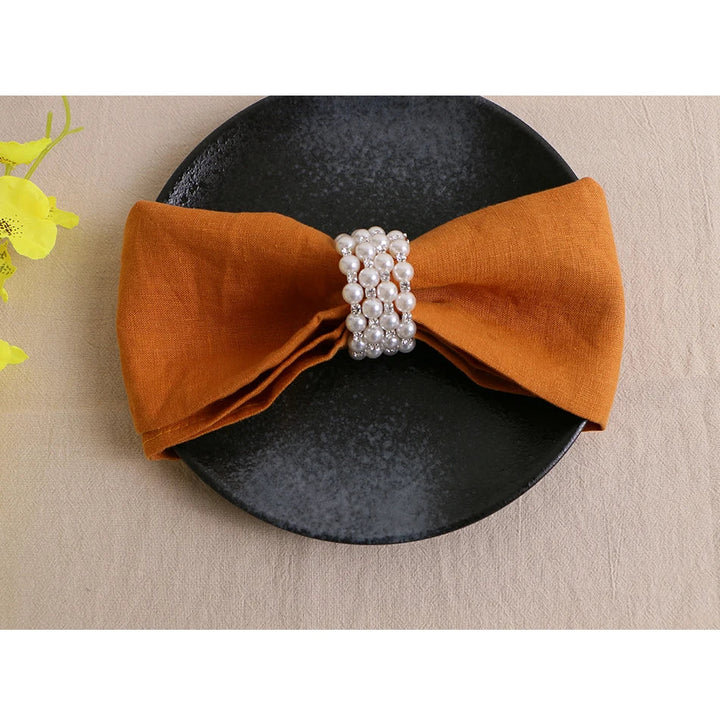 Rynx 4PCS 100% Linen Ruffle Place Mats, Elegant Napkin Fabrics, Event Design Wedding Dinner Table Dinner Party Decor