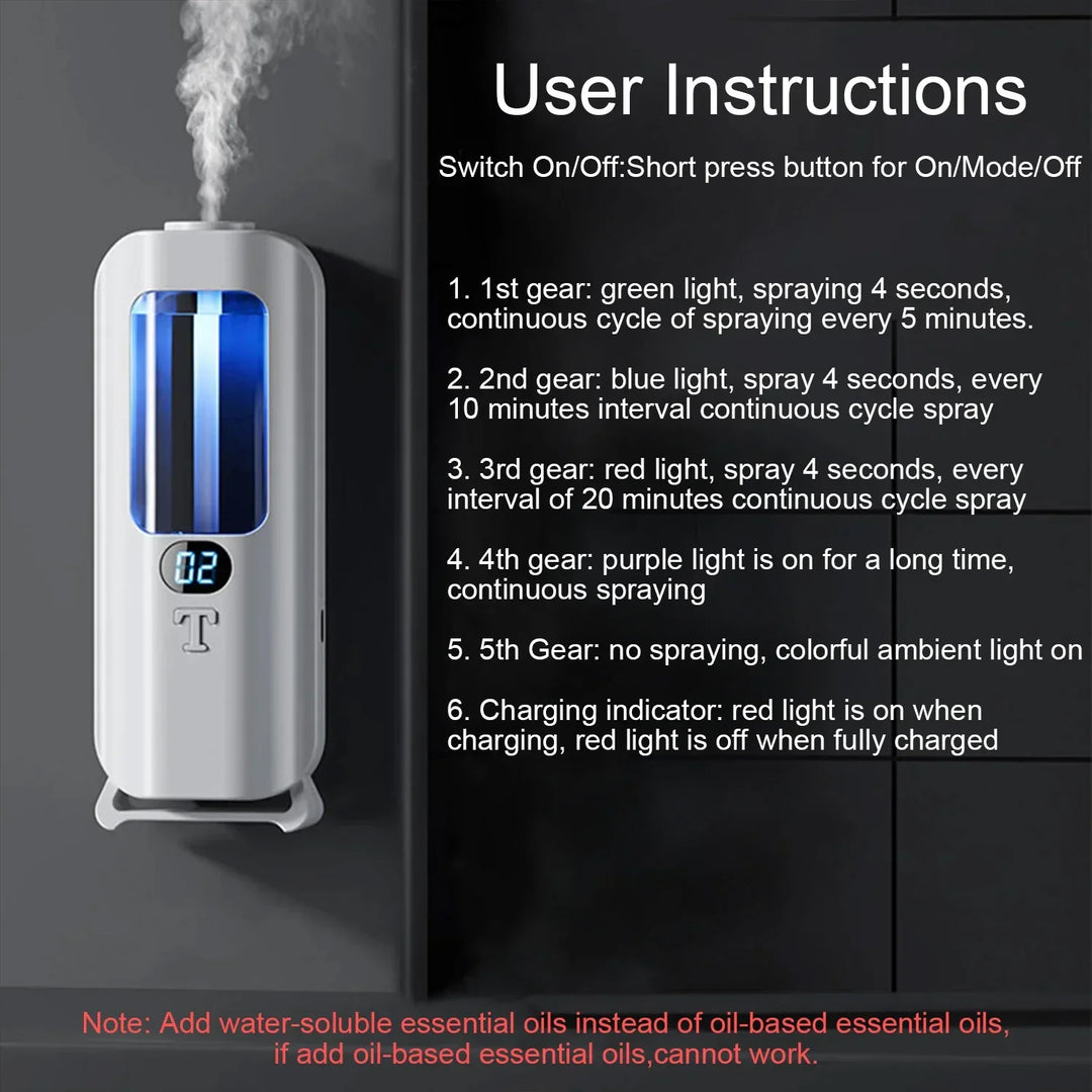 Lisslune | 5 Modes rechargeable essential oil diffuser