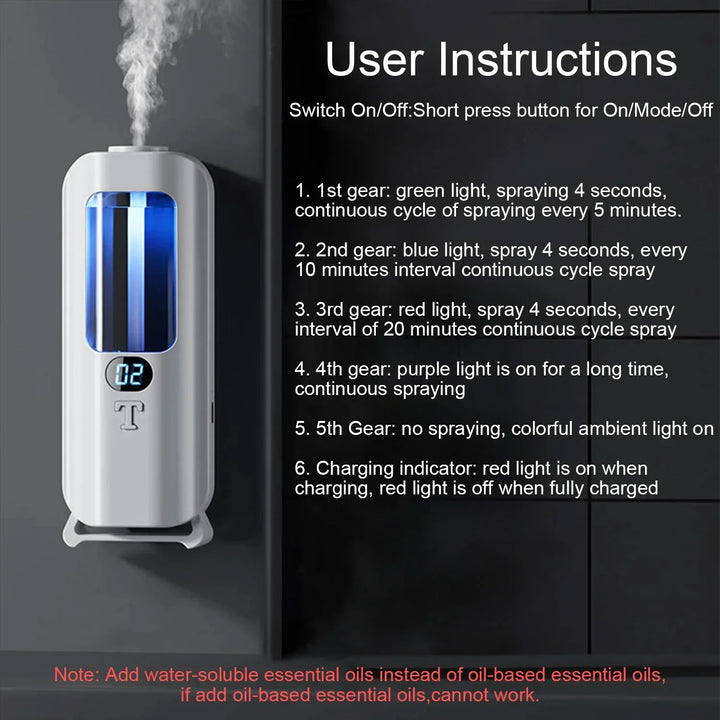 Lisslune | 5 Modes rechargeable essential oil diffuser