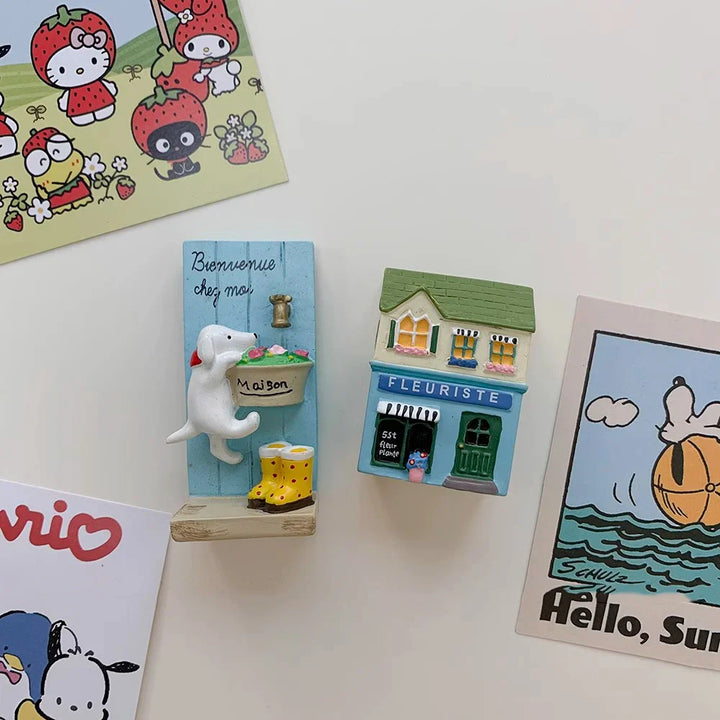 Rynx | House and Dog Refrigerator Stickers INS Cartoon Door Decorative Magnet Stickers Puppy Magnet Stickers Photo Notice Board Stick