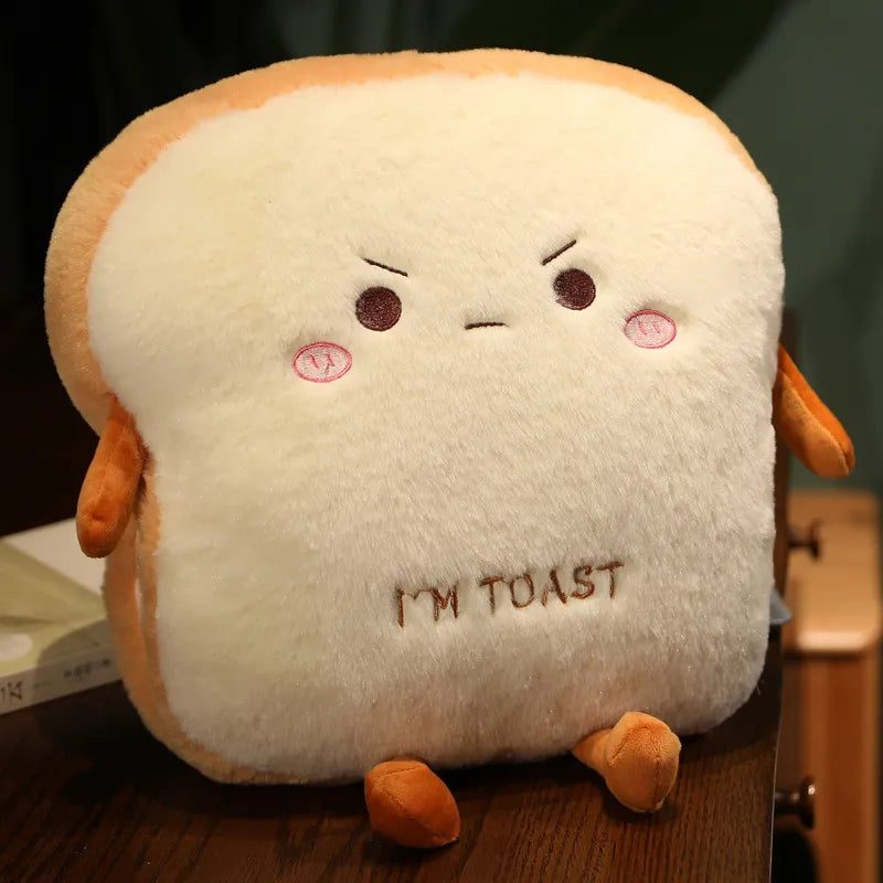 Lisslune | New 1pc 35cm Plush Bread Cushion Sweet Simulation Food Toast Soft Doll Warm Hand Cushion Home Decoration Kids Toy Birthday Gift