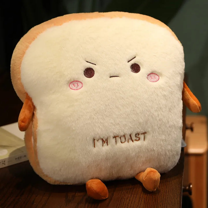 Lisslune | New 1pc 35cm Plush Bread Cushion Sweet Simulation Food Toast Soft Doll Warm Hand Cushion Home Decoration Kids Toy Birthday Gift