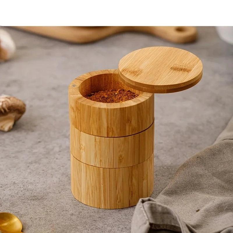 Lisslune | Sustainable Bamboo Spice Organizer with Measuring Spoon - Elegant Kitchen Storage Solution