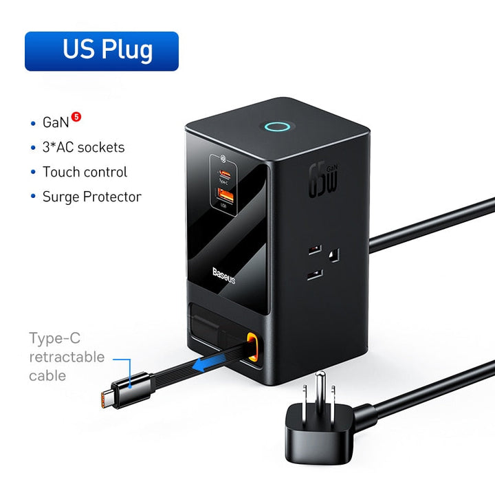 Lisslune | Retractable Cable Fast Charging Digital Power Strip
