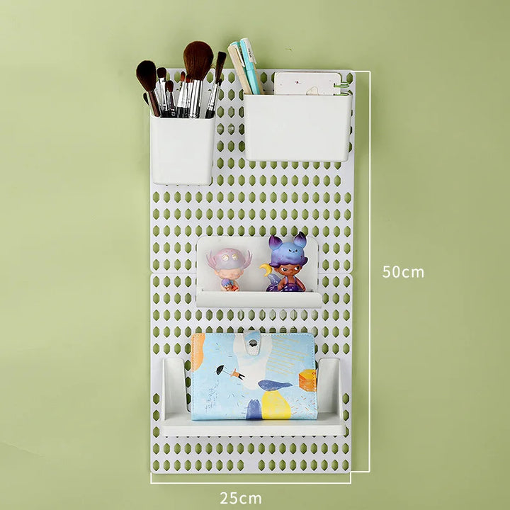 Rynx | Perforated board wall display decor free perforation pegboard wall organizer shelf kitchen household storage plastic DIY combinable shelf