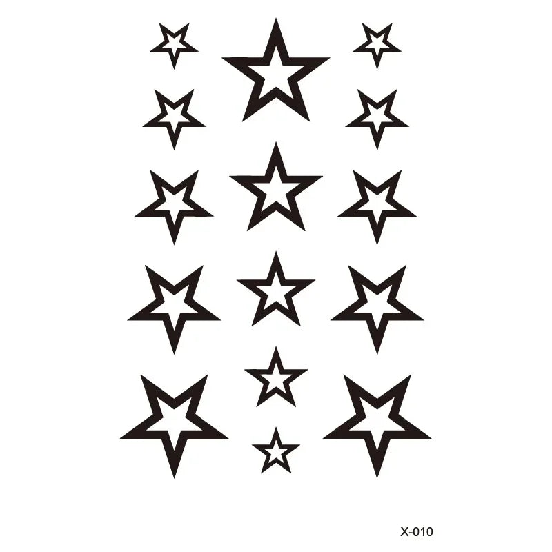 Rynx | Hollow Star Waterproof Temporary Tattoo Stickers Black Star Design Body Art Artificial Tattoo Wrist Ankle Artificial Tattoo Body Art Tools