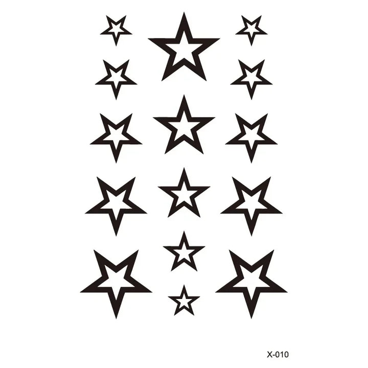 Rynx | Hollow Star Waterproof Temporary Tattoo Stickers Black Star Design Body Art Artificial Tattoo Wrist Ankle Artificial Tattoo Body Art Tools