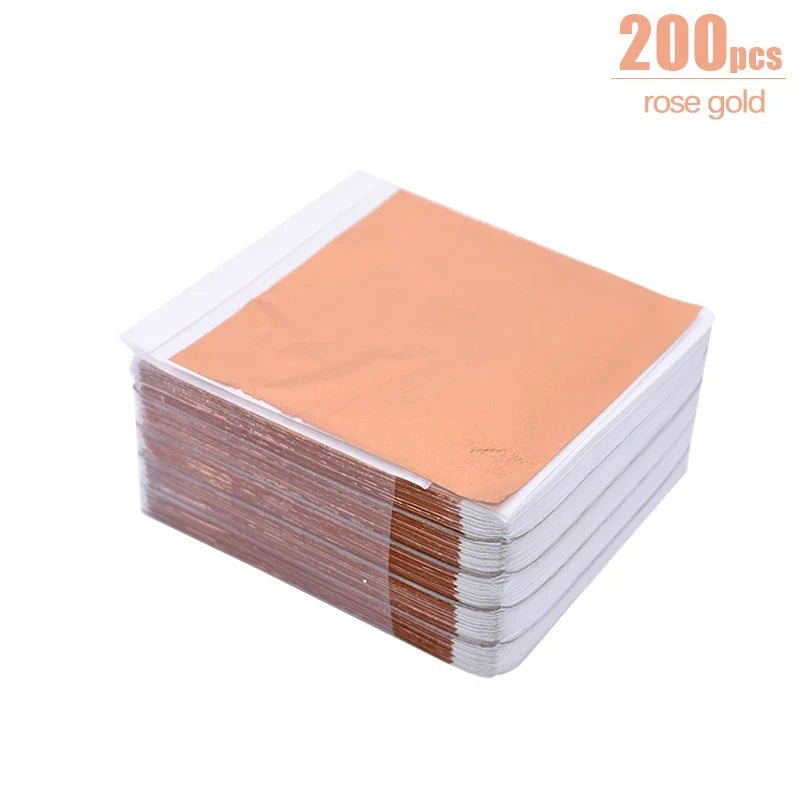 Rynx 100/200 Sheets Artificial Gold Silver Foil Paper Leaf Gilding DIY Crafts Paper Birthday Party Wedding Cake Dessert Decorations