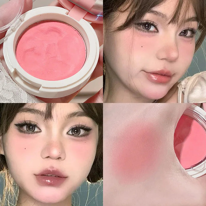 Rynx | Air Cushion Rouge Mud Matte Velvet Mist Gentle Cheek Tint Peach Pink Rouge with Puff Blush Korean Alternatives Makeup Women's Cosmetics