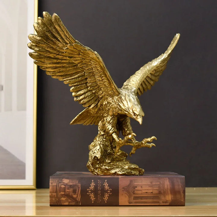 Lisslune | Resin Golden Eagle Statue Art Animal Model Collection Ornament Home Office Desk Feng Shui Decor Figures simple