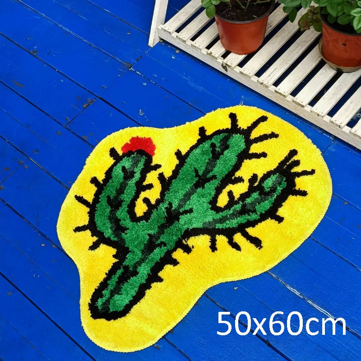 Rynx | Tufting Mashroom Cactus Bathroom Mat Bedroom Plant Rug Living Room Rug Function Doormat Door Mat Cartoon Home Children's Room Decor