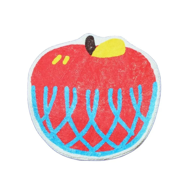 Rynx | Cute Print Fruit Bedroom Rug Cartoon Apple Peach Night Mat Soft Living Room Carpet Area Floor Pet Mat Aesthetic Home Decor