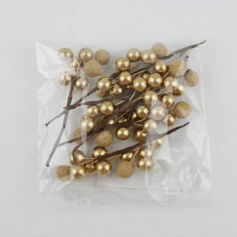 Rynx | (10 pieces/pack) 10cm Christmas tree berries decoration simulation Yangmei golden berries bouquet artificial plant wreath home decor