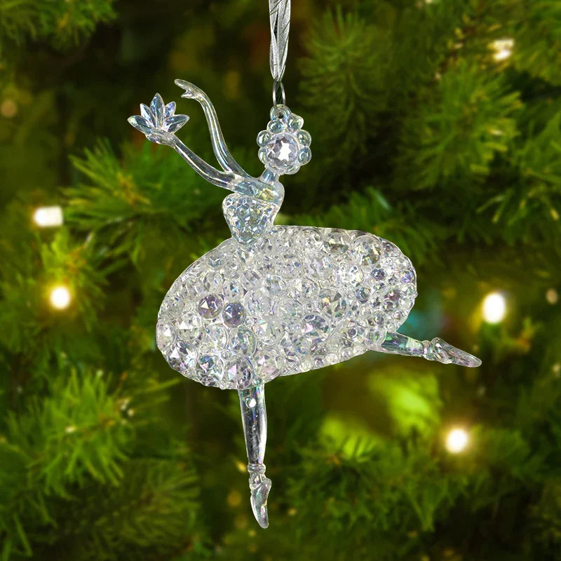 Rynx Christmas Tree Transparent Snowflake Hanging Ornaments Acrylic Pendants 2024 Christmas Decoration for Home Navidad Gifts New Year