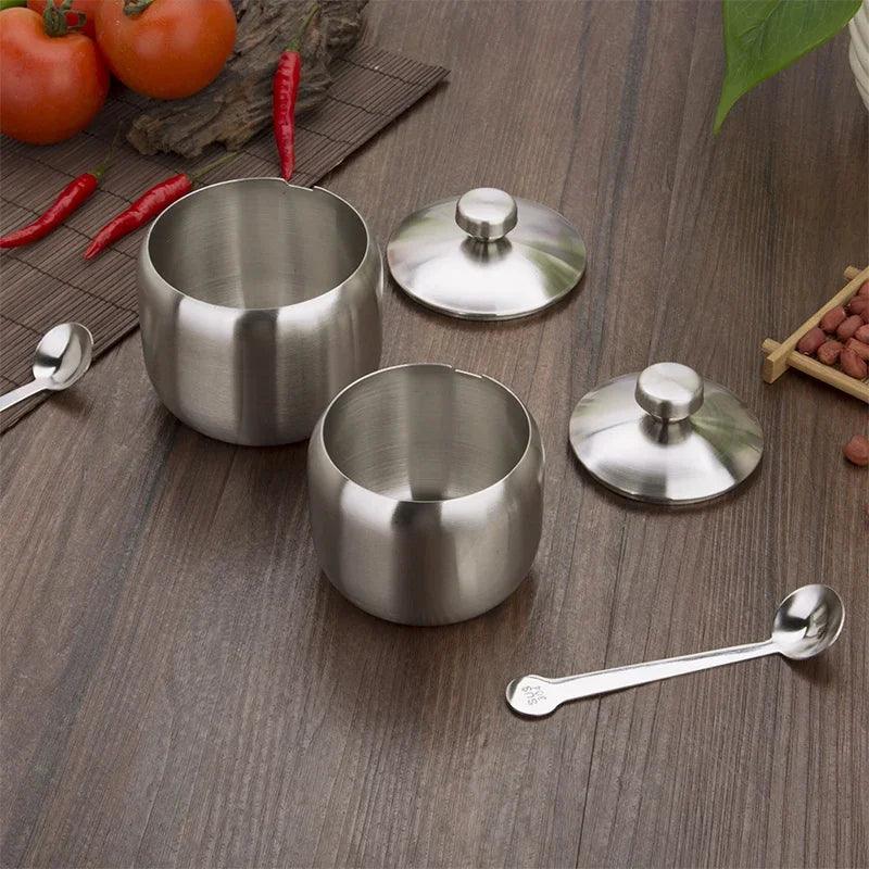 Lisslune | Elegant stainless steel spice storage and dispensing set with spoon