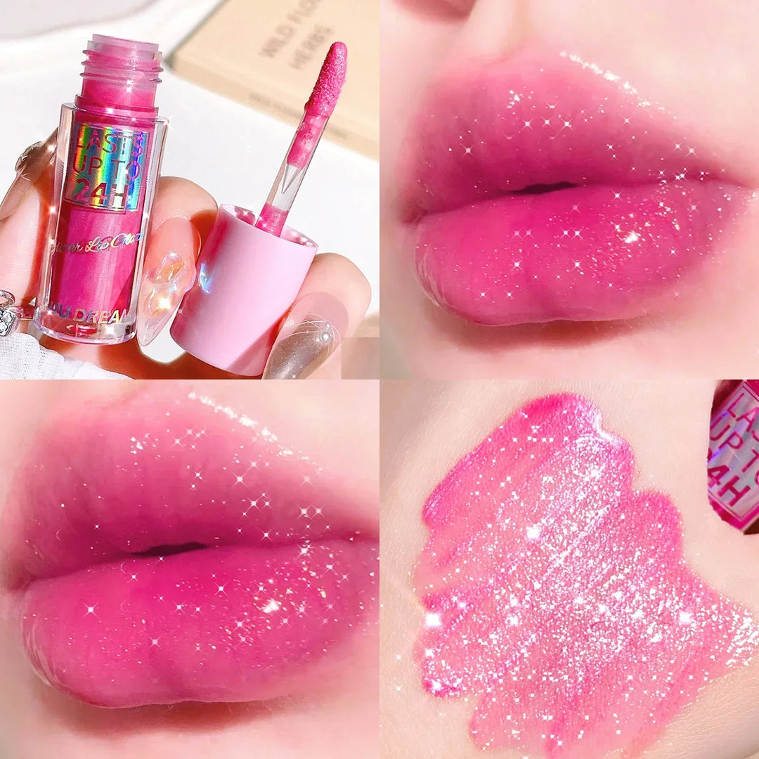 Rynx | Water Glitter Lip Oil Honey Liquid Lipstick Color Change Plumping Lip Lacquer Tint Crystal Clear Texture Lip Balm Korean Makeup