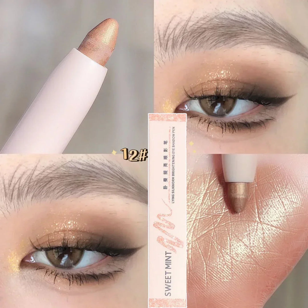 Rynx | 14 Colors White Eyeliner Shiny Glitter Eyeshadow Pencil Eye Liner Pencil Matte Brown Pink Pearl Eyes Makeup Brighten Silk Worm