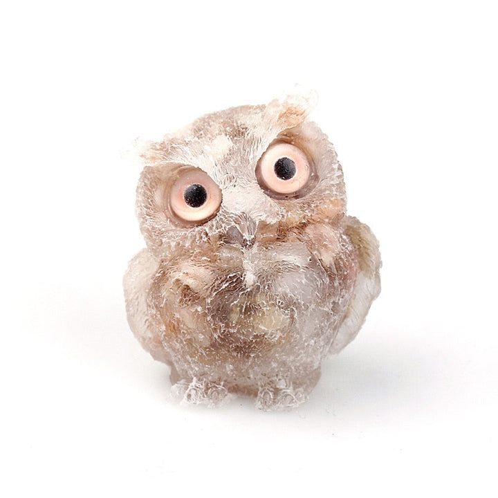 Lisslune | Natural Crystal Owl Figurine: Handmade Collector's Item