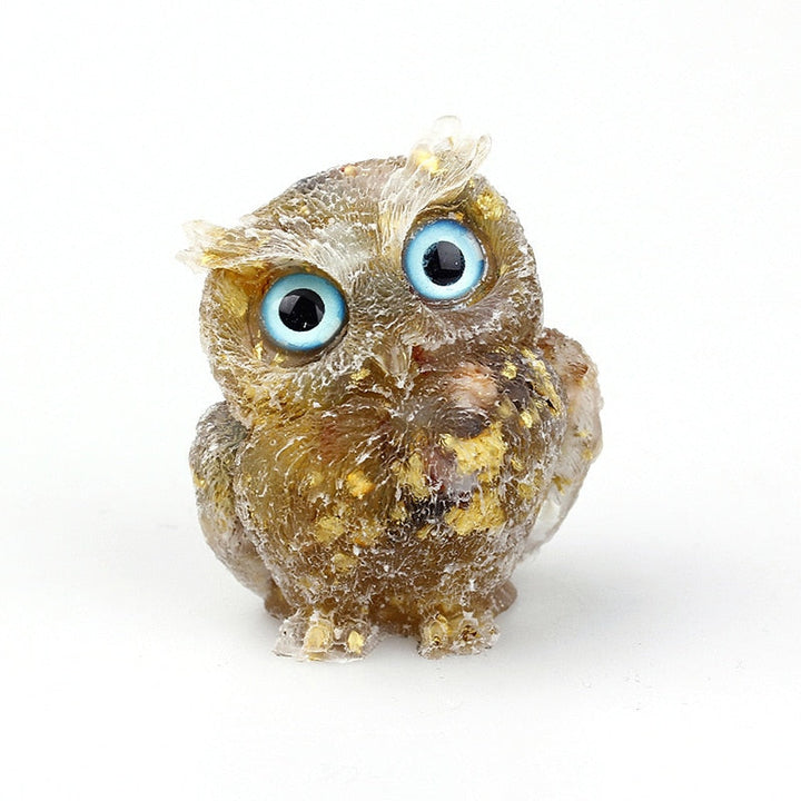 Lisslune | Natural Crystal Owl Figurine: Handmade Collector's Item
