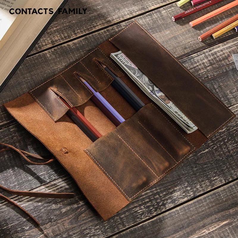 Lisslune | Luxurious Leather Pen Organizer with Removable Tray - Stylish Office and School Accessory