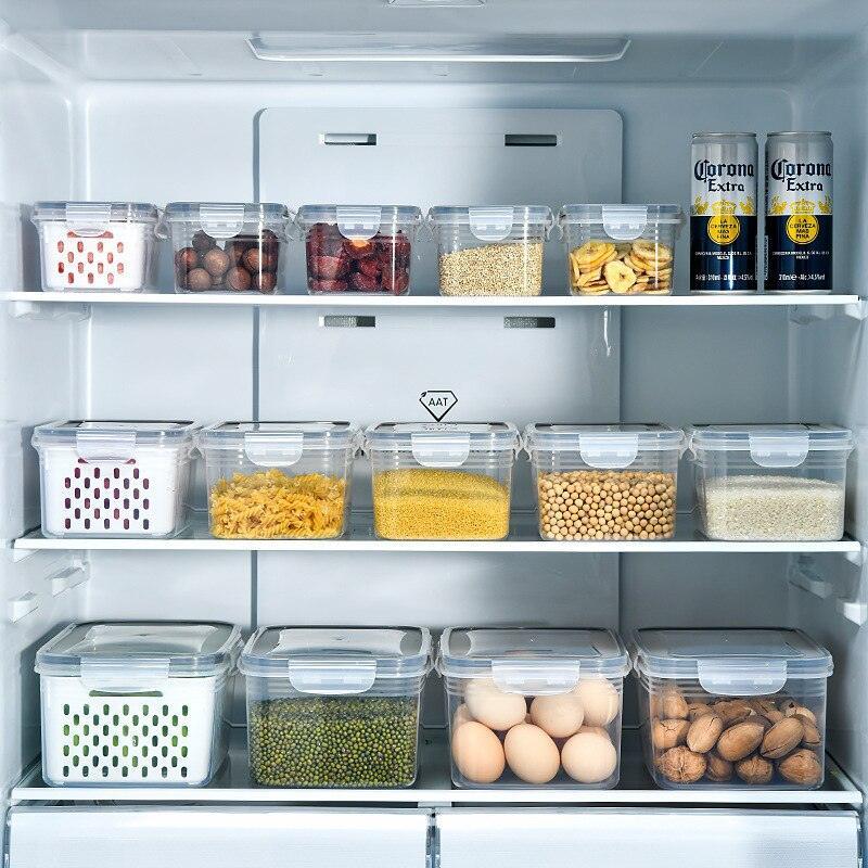 Lisslune | Refrigerator Storage Container with Draining Tray and Clear Lid for Organized Fruits and Vegetables