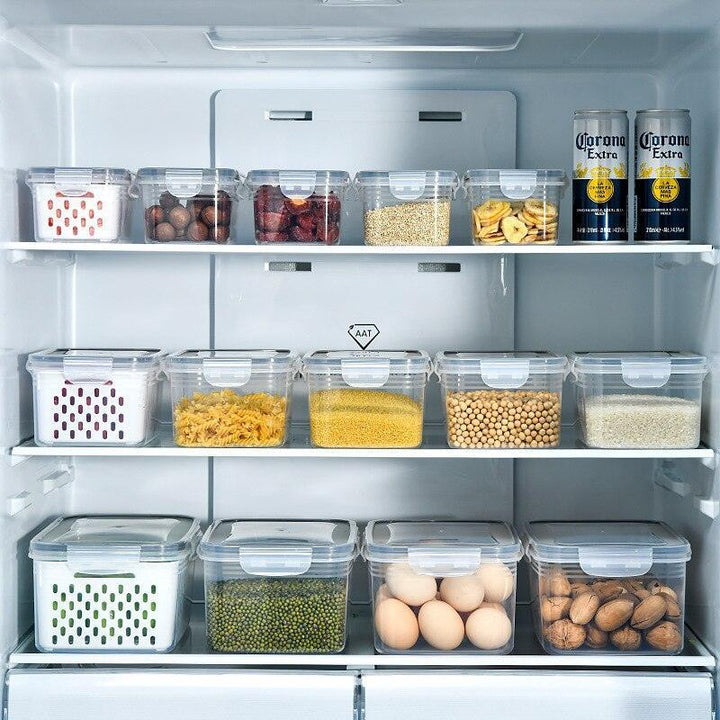 Lisslune | Refrigerator Storage Container with Draining Tray and Clear Lid for Organized Fruits and Vegetables