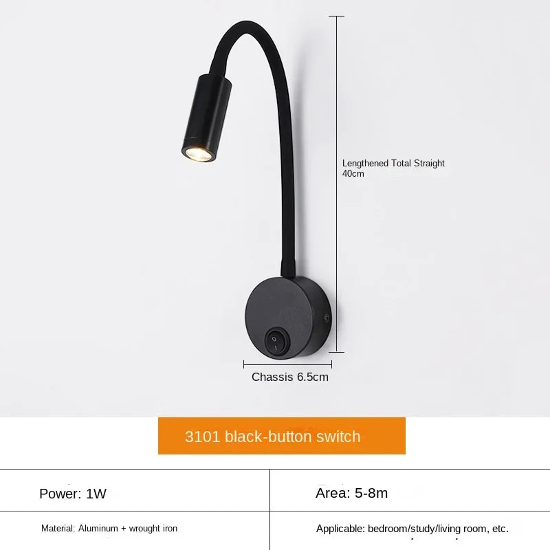 Lisslune | Versatile LED Wall Lamp: Modern, Flexible, Perfect for Reading in Bed