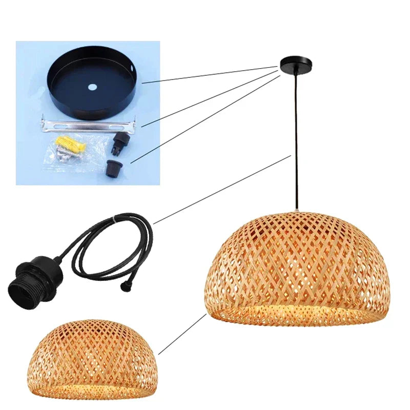 Lisslune | Luxora Handwoven Bamboo Pendant Light - Eco-friendly Ceiling Lamp