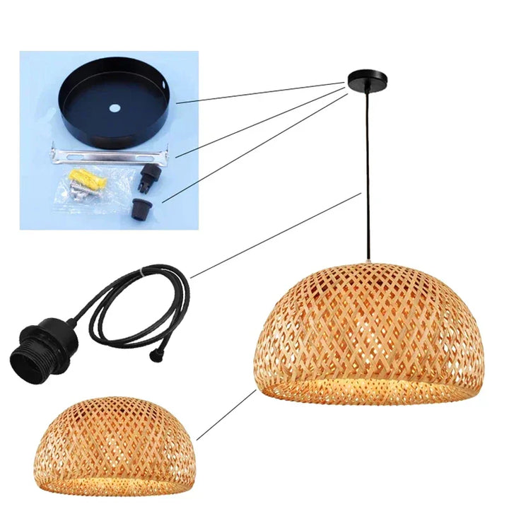 Lisslune | Luxora Handwoven Bamboo Pendant Light - Eco-friendly Ceiling Lamp