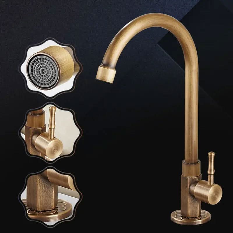 Lisslune | Antique Brass Swan Neck Kitchen Faucet