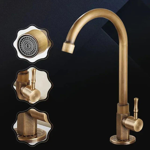 Lisslune | SwanFlow - Antique kitchen faucet with elegant swan neck design