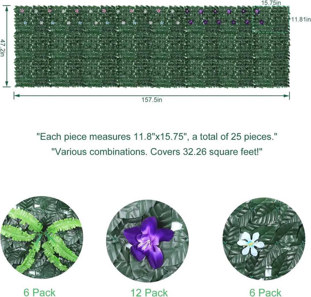 Rynx | Artificial Ivy Leaves Flower Privacy Fence, Green Background Wall Indoor and Outdoor Garden Fence Decoration