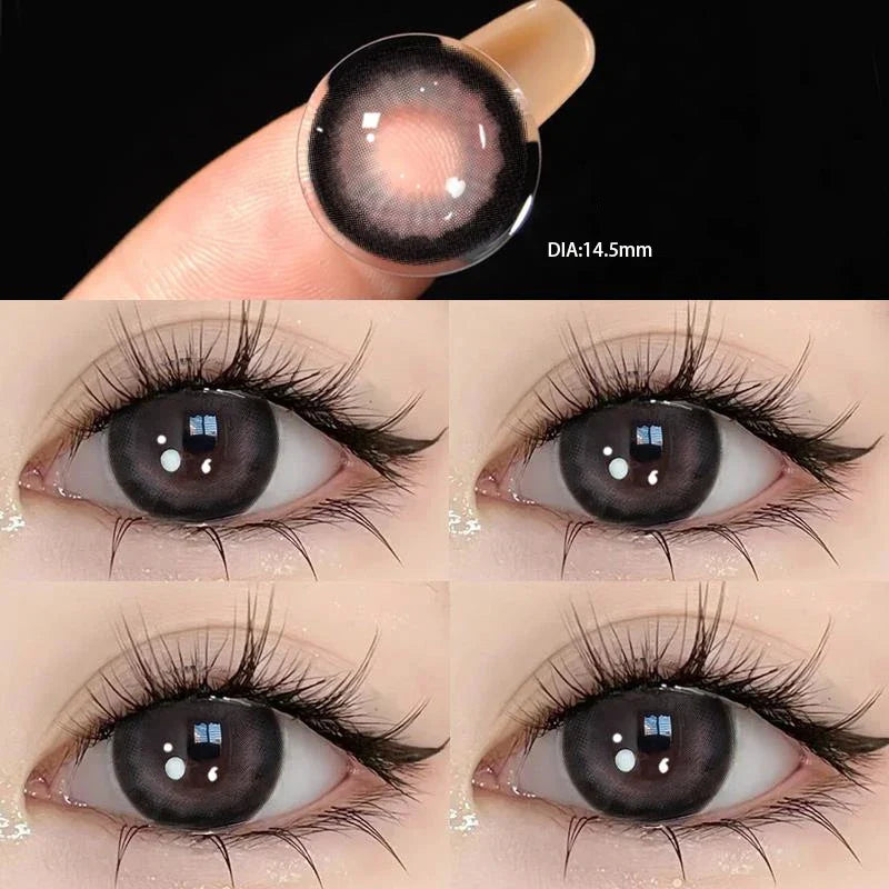 Lisslune | 2-piece Annual Colored Lenses For Eyes with Diopters Myopia Eye Beauty Pupil New Nature Student Color Cosmetic Blue