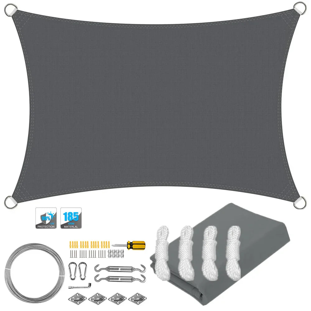 Lisslune | Waterproof Rectangular Sun Shade Sail with UV Protection & Mounting Kits – ShadeGuard