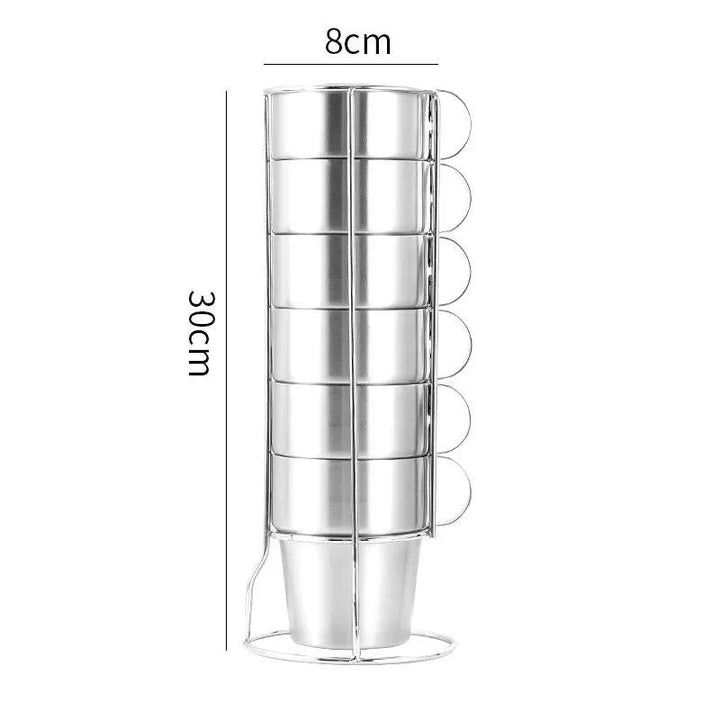 Lisslune | Elegant 6-piece set of insulated stainless steel tea cups for home and social gatherings