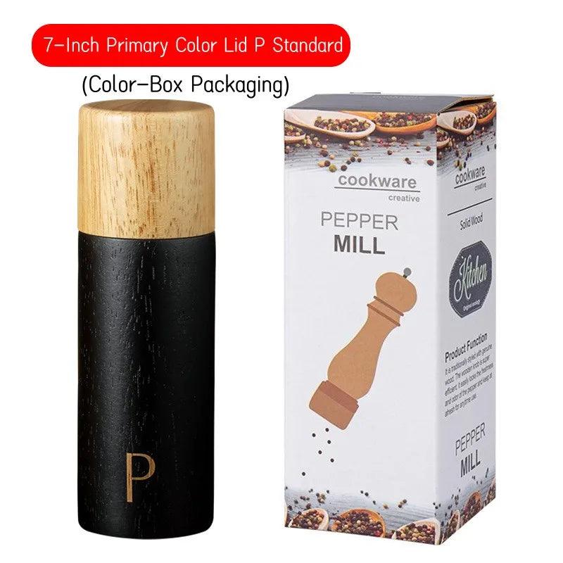 Lisslune | Elegant 7-Inch Salt and Pepper Mill Set with Stylish Wooden Holder for Gourmet Dining