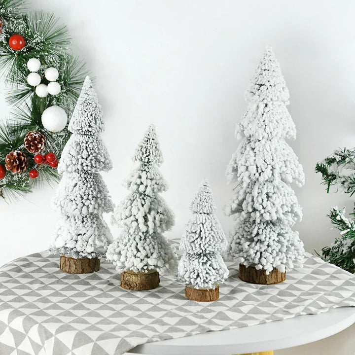 Rynx Mini Christmas Tree Ornament Snow Pine Tree Christmas Decorations for Home Desktop Xmas Navidad New Year Gift DIY Craft