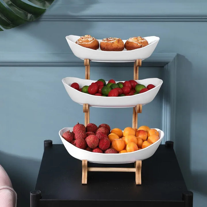 Lisslune | FruitTriad | Three-tier fruit bowl made of plastic