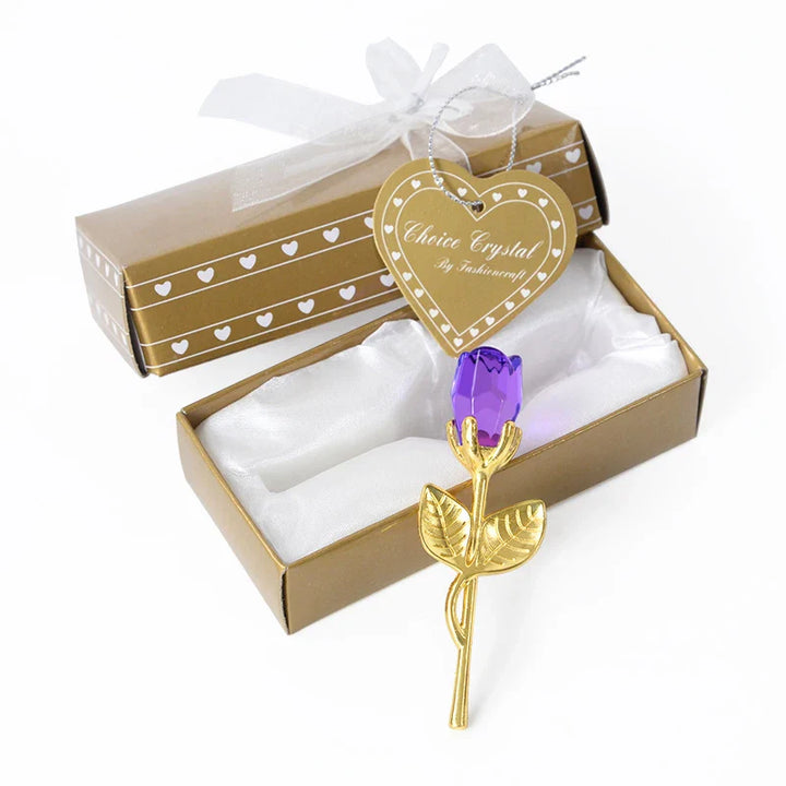 Lisslune | Crystal Bear Glass Rose - Valentine's Day Gift, Fashion Ornament, Wedding Home Decor