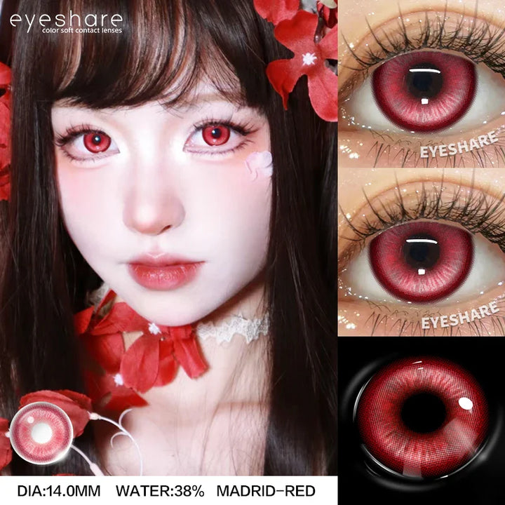 Rynx | Cosplay Colored Contact Lenses for Halloween Vampire Red Contact Lens Anime Colored Eye Lenses Annual Blue Contact Lenses