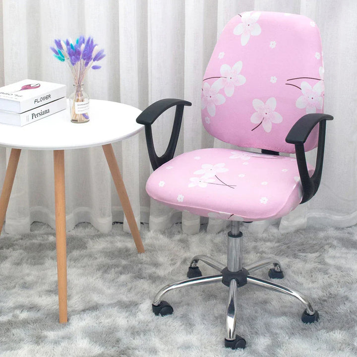 Lisslune | 2-piece Split Office Rose Chair Covers