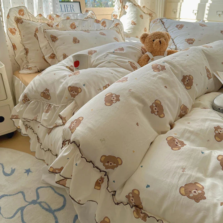 Rynx | Cute Print Bed Sheet Set Girls' Room Bedding Set Single/Double/Queen/King Size Bedding Set Soft Bedding sábanas para cama