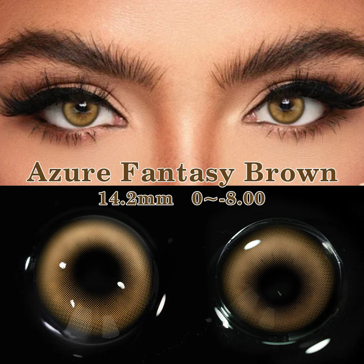 Rynx | 1 Pair Colored Contact Lenses with Prescription Myopia Blue Lenses with Power Gray Pupils Brown Lenses Fashion Annually