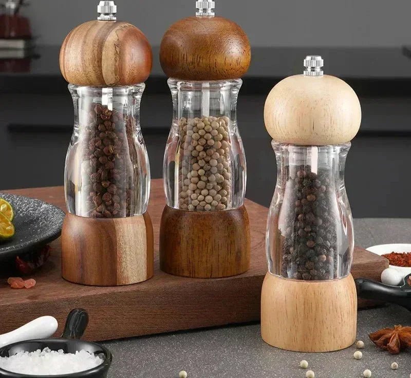 Lisslune | Pepper mill and salt mill set made of wood and glass – Stylish spice mills for the kitchen