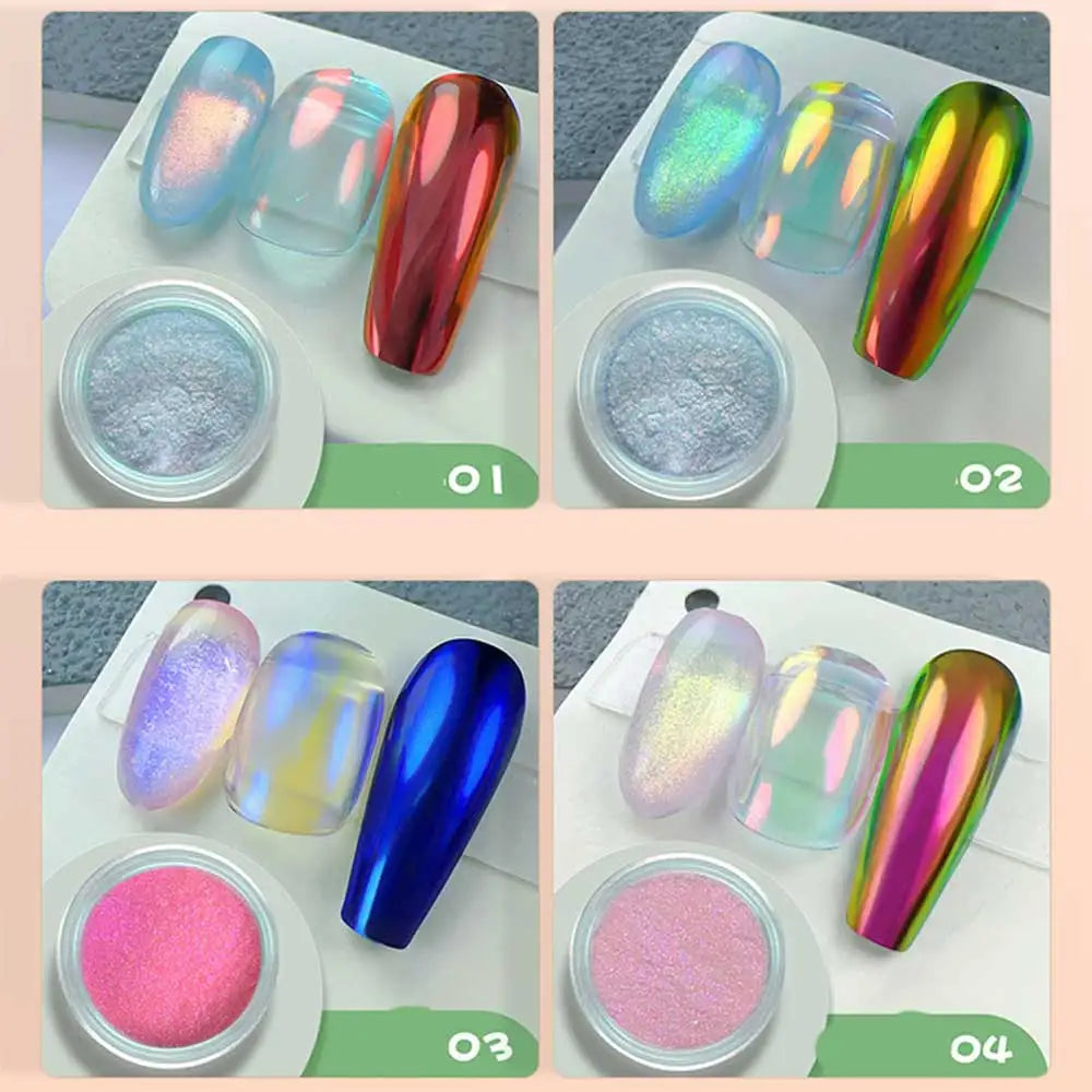 Rynx | 1jar Chrome Chameleon Aurora Nail Powder Metallic Effect Nail Glitter Pigment Mirror Nail Rubbing Dust Gel Nail Polish Accessories