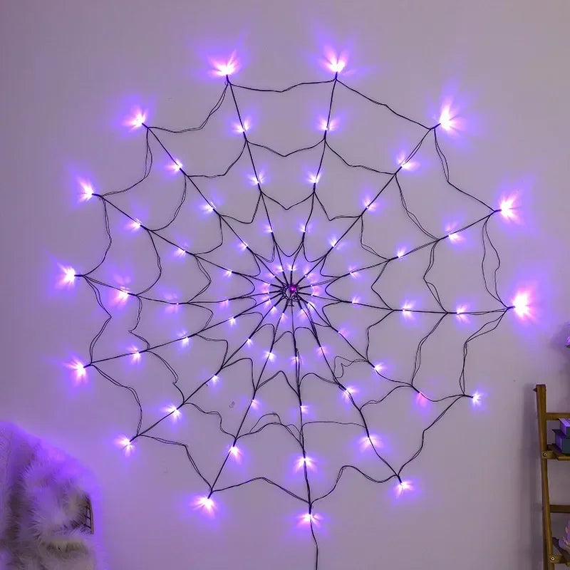 Rynx | Halloween Glowing Spider Web Halloween Decoration Lights Spider Web Lights Halloween Decoration Outdoor Indoor Halloween Decor