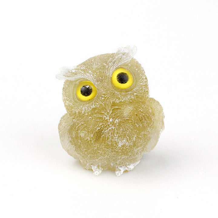 Lisslune | Natural Crystal Owl Figurine: Handmade Collector's Item